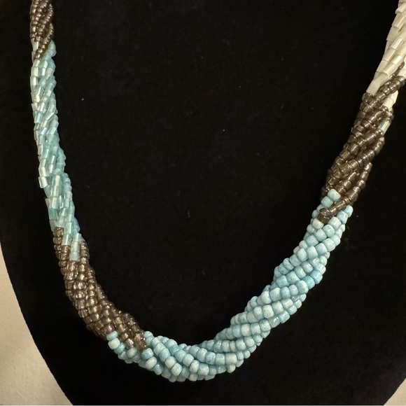 Long Multistrand Beaded Necklace (Sea Foam, Teal, Aquamarine, Turquoise Beads) - Picture 16 of 17